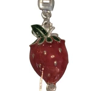 Strawberries enamel bracelet  7 berries Red Green Festival NEW Fashion Jewelry